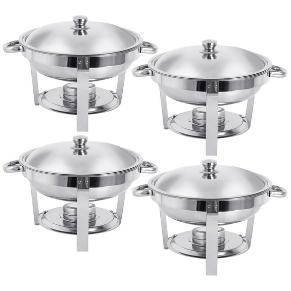 8 Pack Stainless Steel Chafing Dish Buffet Set 5L Round Chafers BBQ Party W/Lid
