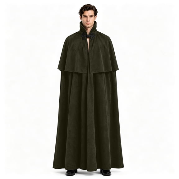 Men'S Medieval Inspired Cloak For Halloween Costume Long Cape Hoodless Historical Role Play Outfit Renaissance Theme Party Dress Up Garment Stage Performance Wear