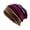 Purple, variant on Ludlz Unisex Winter 2 in 1 Striped Print Double Layer Neck Scarf Beanie Cap Turban Hat