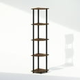 thumbnail image 2 of Furinno Turn-N-Tube 5 Tier Multipurpose Corner Display Rack Shelving Unit, Amber Pine/Black, 2 of 6