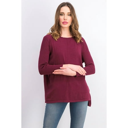 Style & Co Women's Petite Seam-Front Tunic Sweater Red Size XL