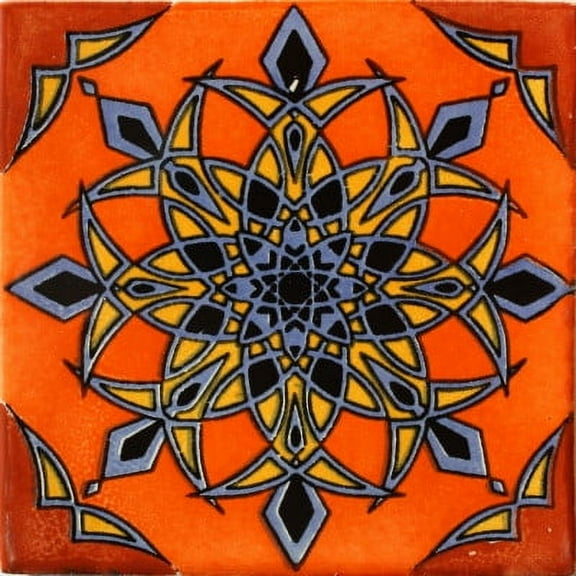 4.2x4.2 Quiroga Talavera Mexican Tile, Set of 9 pcs
