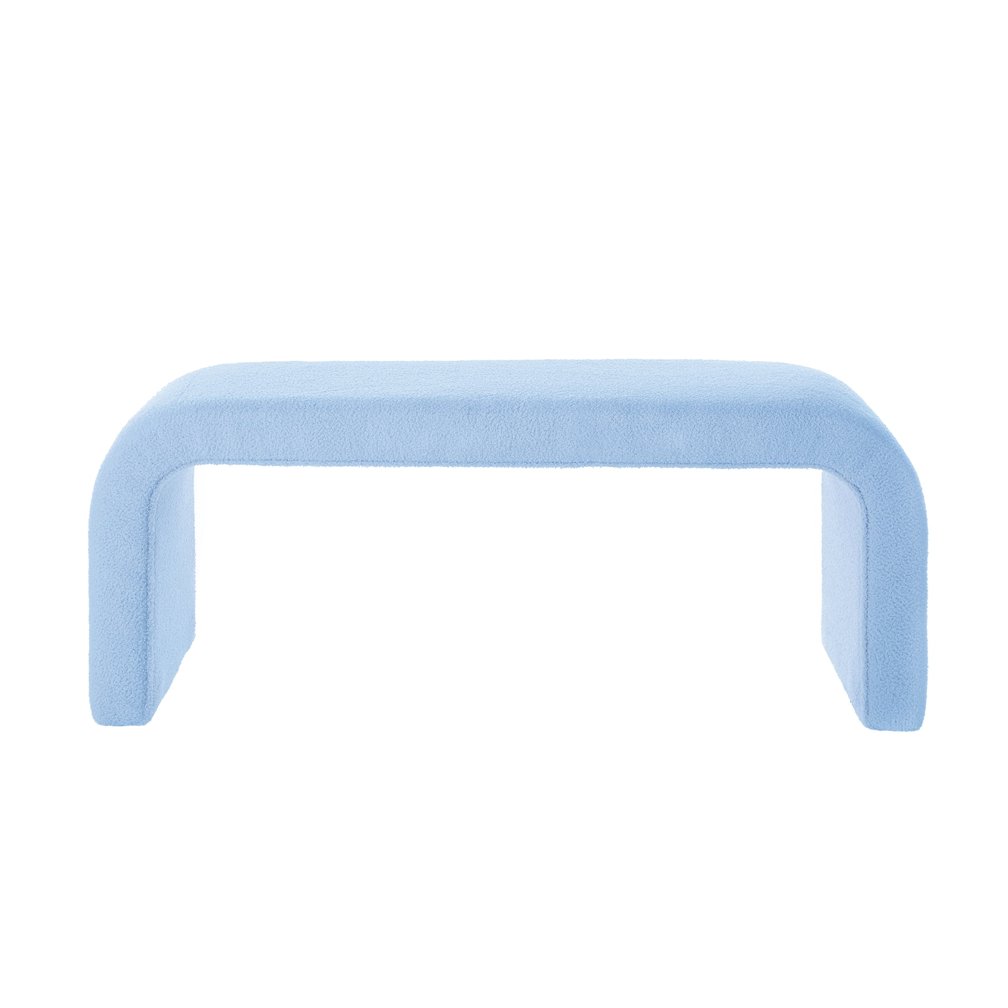 Aukfa 3-Piece U-Shaped Teddy Ottoman Bench Set, Upholstered End of Bed Bench, 2 Stools, No Assembly Required,Light Blue