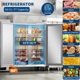 thumbnail image 2 of 48" Wide Commercial Beverage Cooler - 36 Cu.ft, 2-Door Refrigerator - Stainless Steel, 35-45°F, Fan Cooling, 6 Adjustable Shelves, Auto Defrost, for Kitchen, Restaurant, Bar, Shop, 2 of 7