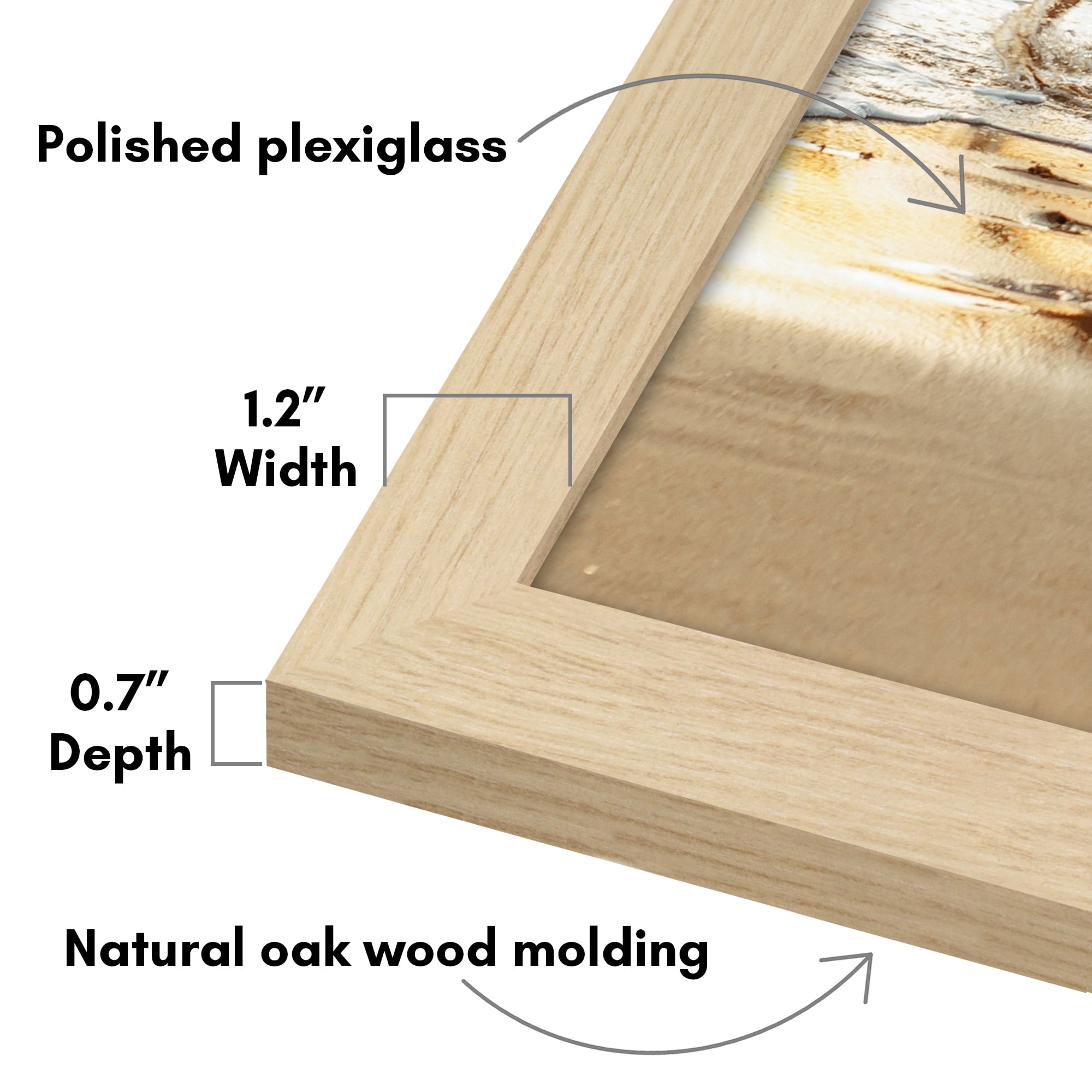Americanflat 16x20 Picture Frame with Polished Plexiglass Wide Frames Made Vertical Horizontal - Natural Oak