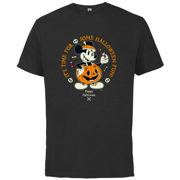 Disney Mickey Mouse Time for Halloween Fun Pumpkin Costume - Short Sleeve Cotton T-Shirt for Adults - Customized-Black