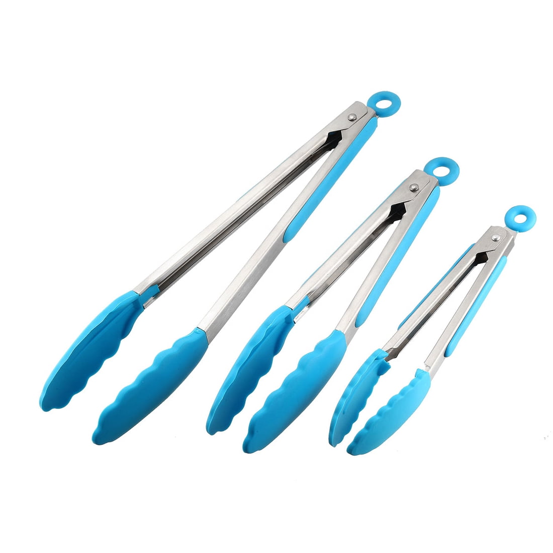2 Stainless Steel Tongs with Blue Silicone Tips 12 Locking Tong Blue 