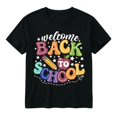 thumbnail image 2 of School Uniform Tshirts Girls Print T Shirt Short Sleeve Crewneck Casual Comfort Wear Boys Tshirts Black 2-3 Years, 2 of 4