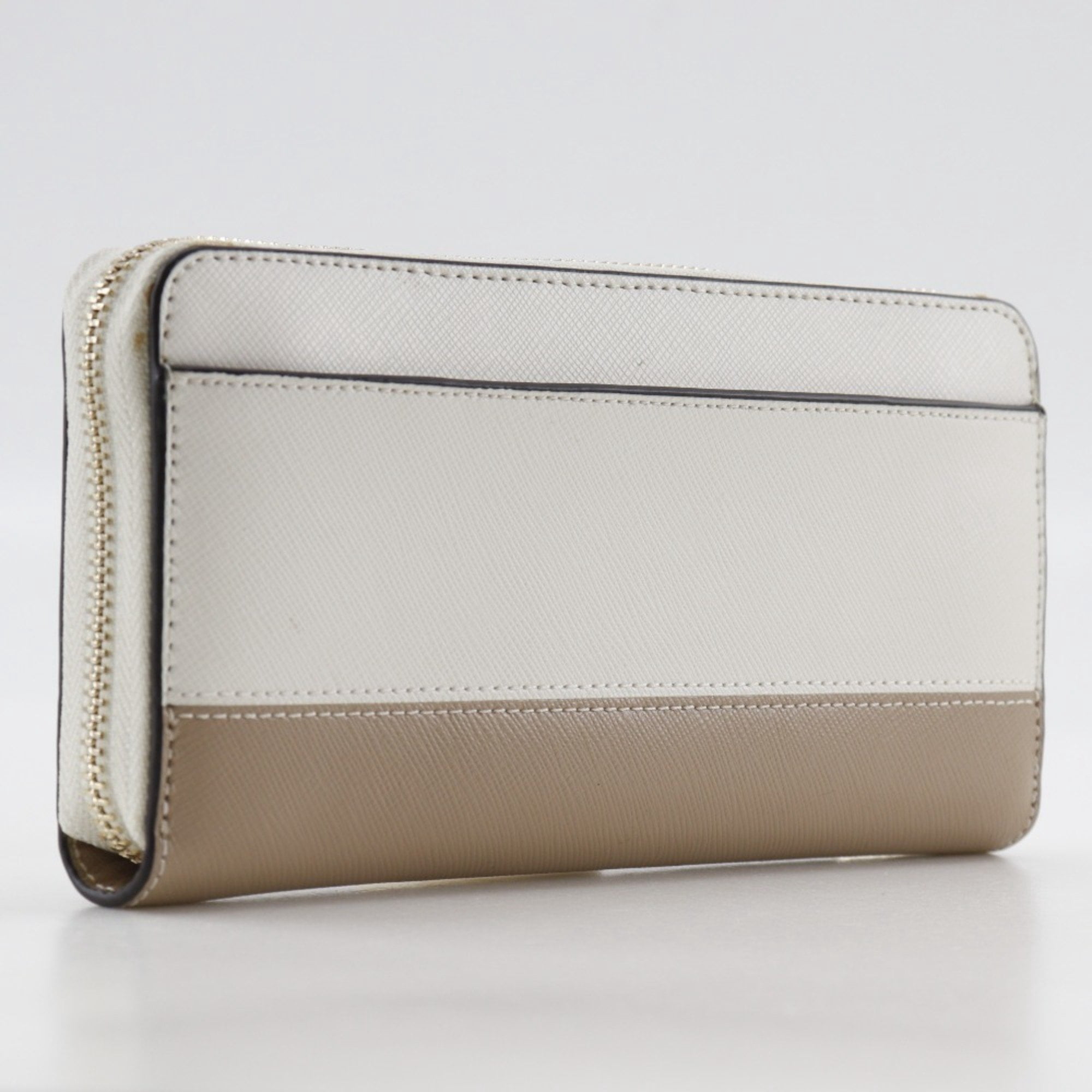 Pre-Owned Kate Spade Round Long Wallet Spencer Bicolor PWR00281 Leather White/Beige... (Good)
