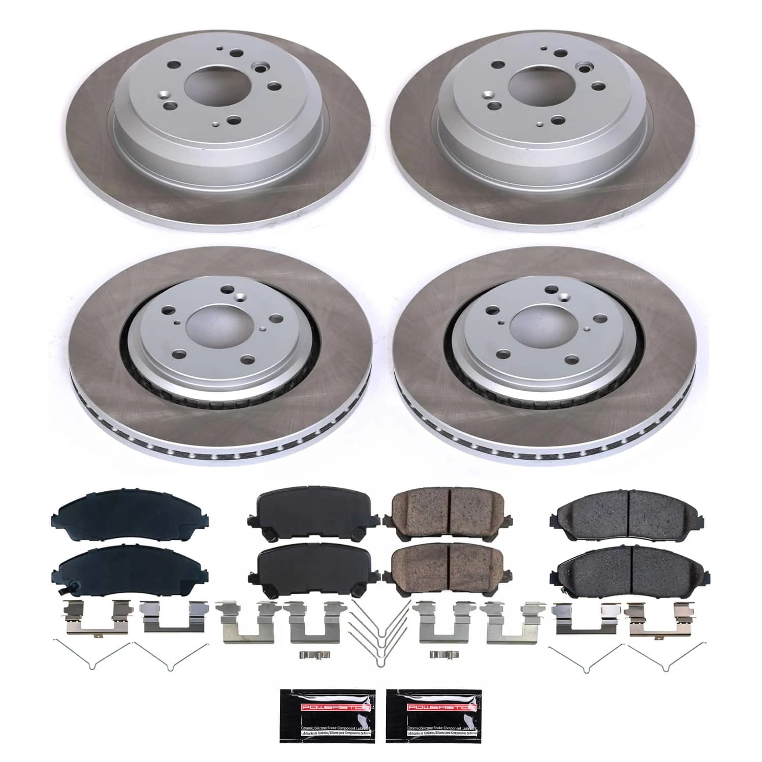 PowerStop Front and Rear Semi-Coated Rotor and Low-Dust Ceramic Brake Pad Kit SC7576