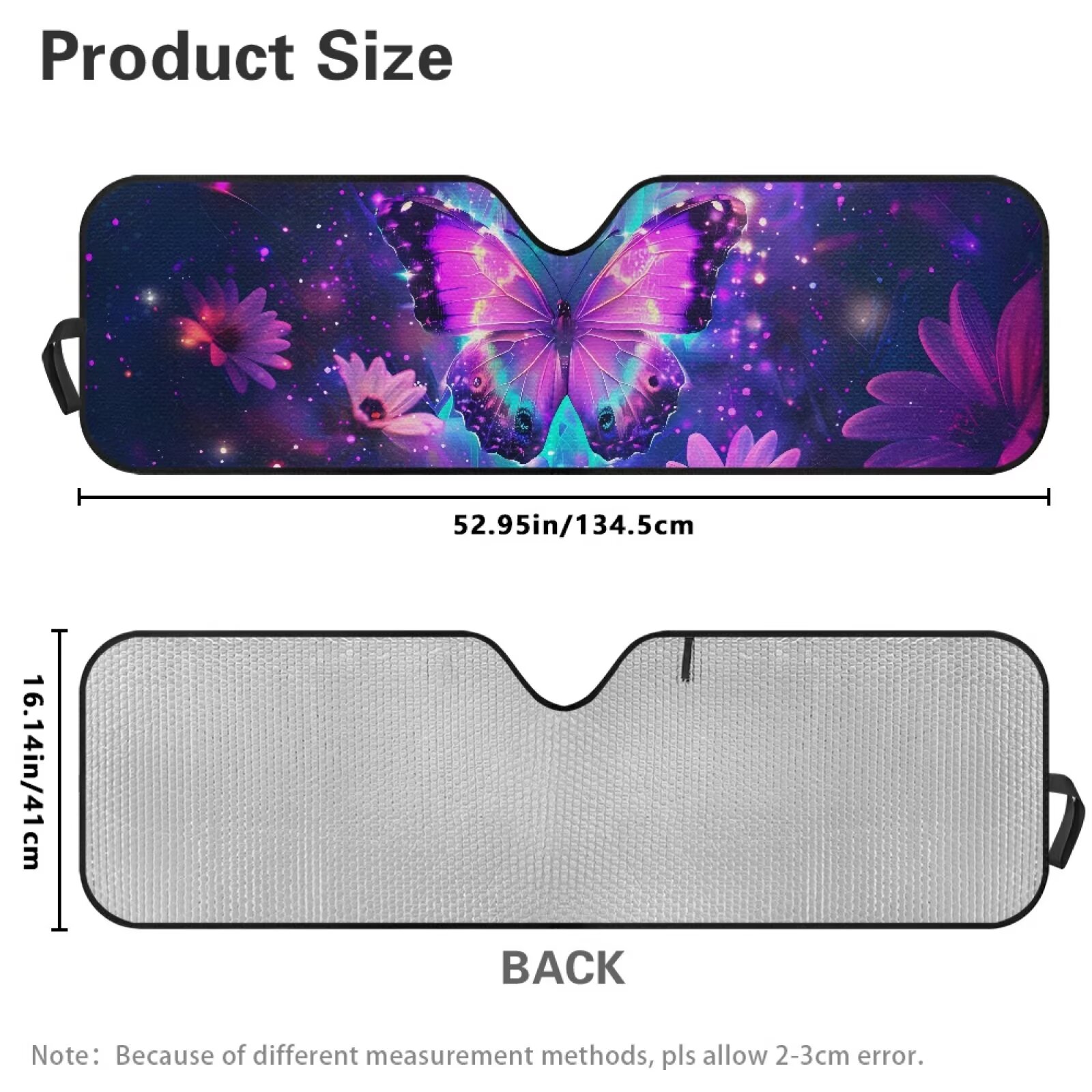 Uorisanigo Purple Butterfly Windshield Sun Shade Sun Visor Heat Shield for 2018-2024 2025 Jeep Wrangler JL / 2020-2024 Jeep Gladiator JT Accessories Keep Vehicle Cool