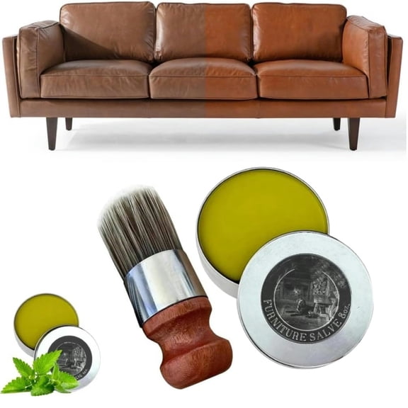 Wise Owl Furniture Salve for Leather,New Furniture Leather Salve and Brushes Set, Wood Furniture Leather Salve,Suitable for Furniture,Car Seats,Leather Sofa, Floor Maintenance (1Pcs)