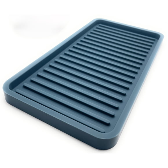 Bandeja organizadora de fregadero de cocina de silicona Happitasa, color azul ahumado