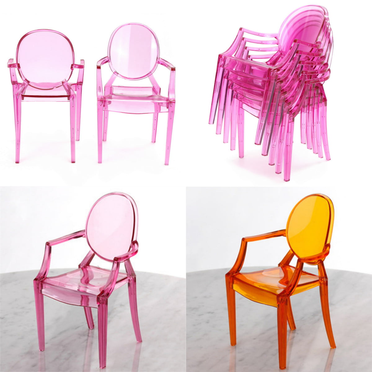 5Pcs 1:6 Scale Plastic Chair Armchair Dollhouse Miniature Furniture ...