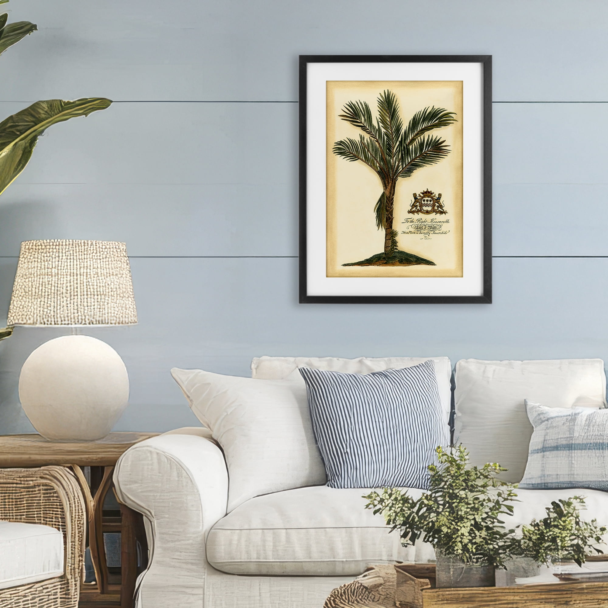 Stupell Industries Vintage Colonial Palm Black Framed Print Under Glass, design by Vision Studio