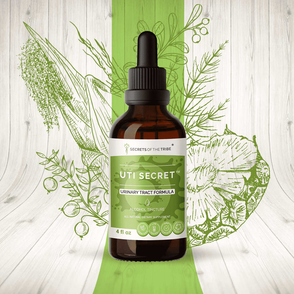 UTI Secret Alcohol Extract, Tincture, Cranberry, Bromelain, Pineapple