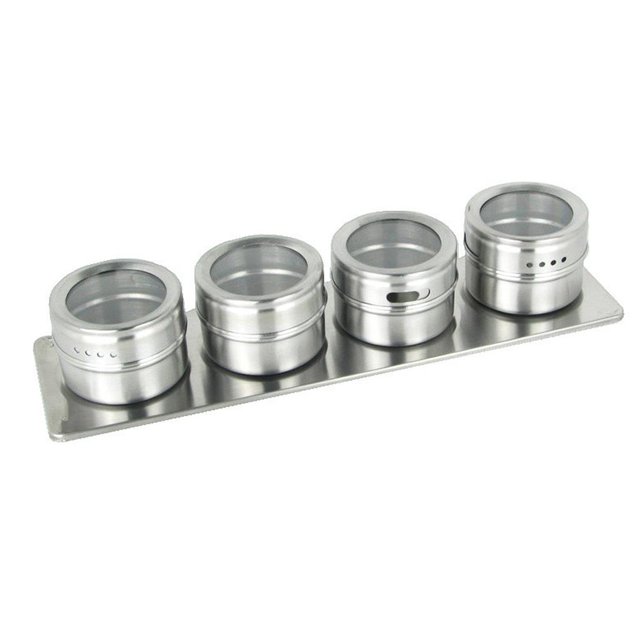 Estante De Almacenamiento De Especias De Acero Inoxidable / Tarros De Condimento Juego De Contenedores Para La Cocina Del Hogar, Hotel, Restaurante, C 4 piezas Baoblaze Jarra de especias de acero inoxidable 3pcs