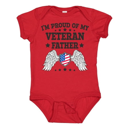 

Inktastic I m Proud of My Veteran Father with Shield Gift Baby Boy or Baby Girl Bodysuit