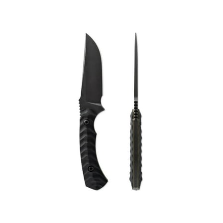 Toor Knives Brauler Fixed Blade Knife, 3.875in, CPM Cru-Wear, Drop Point, G10 Handle, Bomber Black, Black Hydro Static