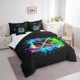 thumbnail image 3 of Homewish Abstract Ice Hockey Boy Girl Bedding Comforter Set 7-Piece,Graffiti Splash King Bedding Sets,Sport Gamer Ultra Soft Bed Sheets,Breathable Home Decor,Reversible, 3 of 8