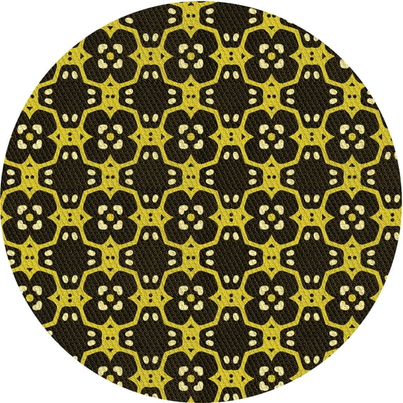 Ahgly Company Indoor Round Patterned Midnight Gray Area Rugs, 3' Round