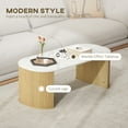 thumbnail image 4 of HOMCOM Coffee Table, Center Table with Marble-Effect Top, Natural Wood, 4 of 10