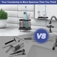 thumbnail image 4 of Toothbrush Holders with Water Absorbing Diatomite for Bathrooms, Electric Toothbrush Toothpaste Holder 2 Slots, Shower Tooth Brush Holder Bathroom Countertop Sink Caddy Sponge Organizers, Black, 4 of 7
