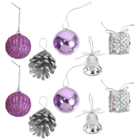 OUNONA Purple Christmas Hanging Baubles Elegant Plastic Ornaments for Holiday Decor 40Pcs