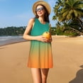 thumbnail image 3 of KLL Orange To Teal Gradient1 Pattern Womens Summer Dresses 2025,Loose Round Neck Sleeveless Sundresses Tank Dresses with Pockets, 3 of 7