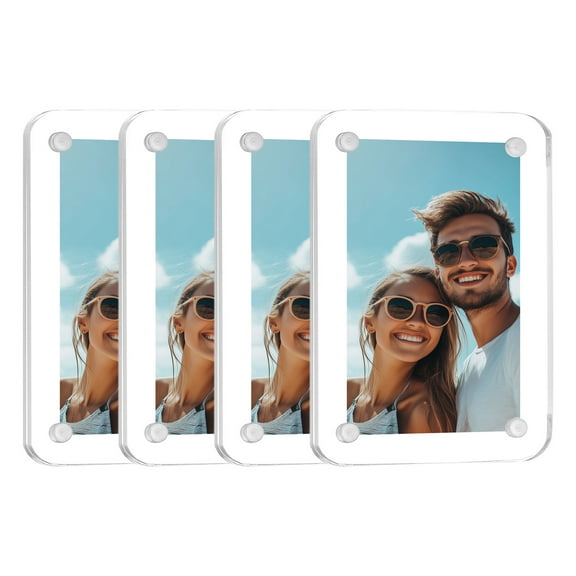 Uxcell 4Pcs Acrylic Fridge Magnetic Picture Frame, 2.4 x 3.5 inch Photo Frames