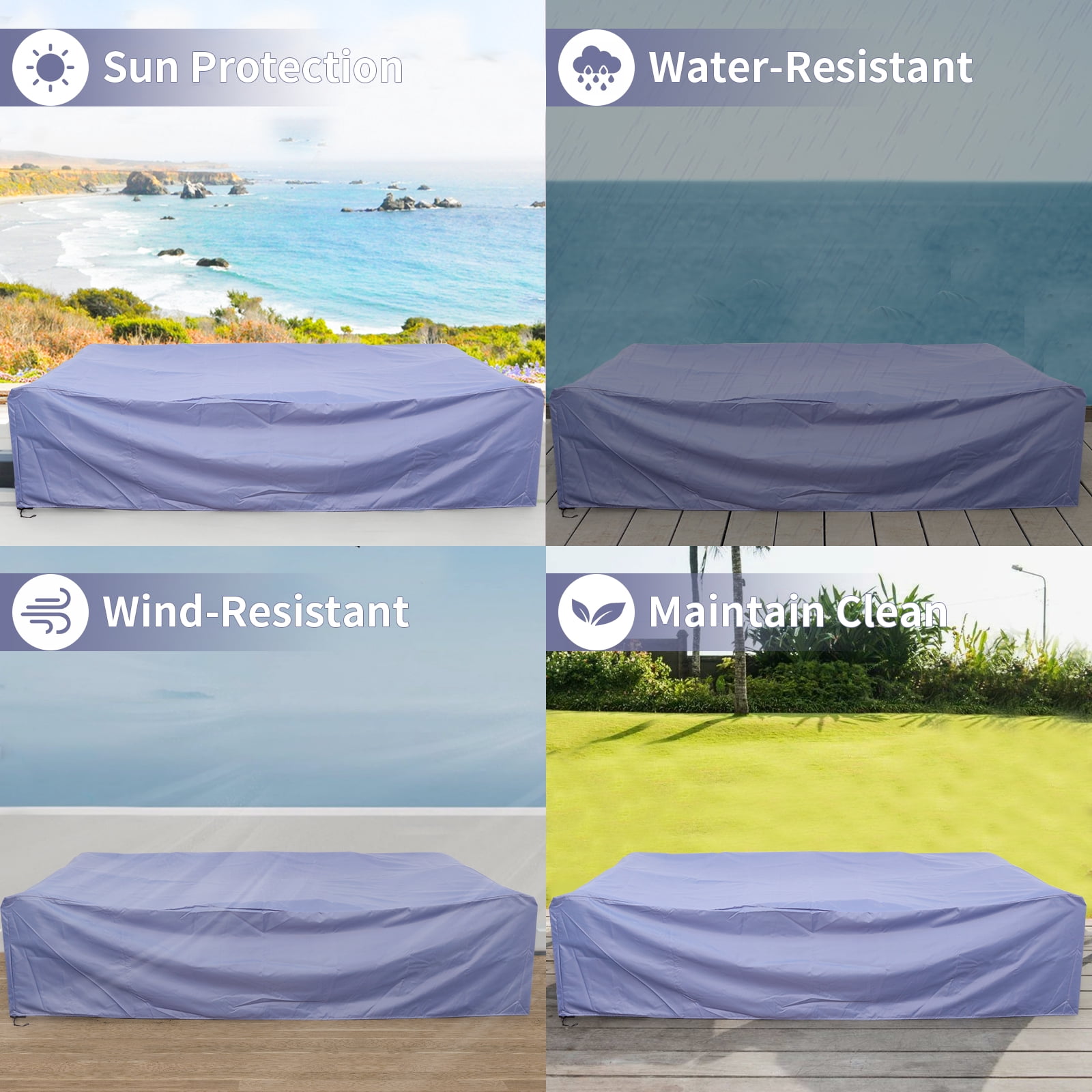 Waroom Patio Waterproof Furniture Covers Outdoor Furniture Covers for Patio Sectional Sofa Set, Blue(112 x 58 x 28inch)