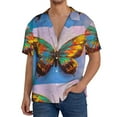 thumbnail image 3 of Disketp Men's Hawaiian Oil Painting Beautiful Butterfly Print Shirts Button Down Holiday Beach Shirts-X-Large, 3 of 7