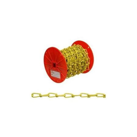 

campbell pd0722027 low carbon steel inco double loop chain on reel yellow polycoated 2/0 trade 0.14 diameter 125 length 255 lbs load capacity