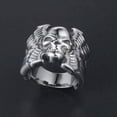thumbnail image 4 of HOOUN ANGEL WINGS CROSS SKULL RING STAINLESS STEEL DEATH GOD SKULL MEN'S BIKER RINGS-9, 4 of 5