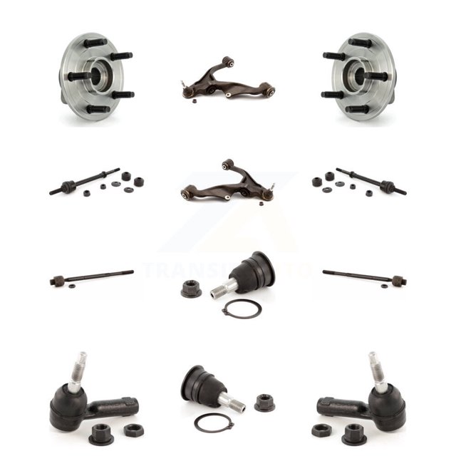 Transit Auto Kit de Liaison de Tige Intérieure Extérieure à Rotule de Bras de Commande Inférieure (12 Pcs) pour Voiture 2006-2008 Dodge Ram 1500 Standard Cab Pickup/Crew Pickup avec 4WD 2 Roues ABS - K7T-110166