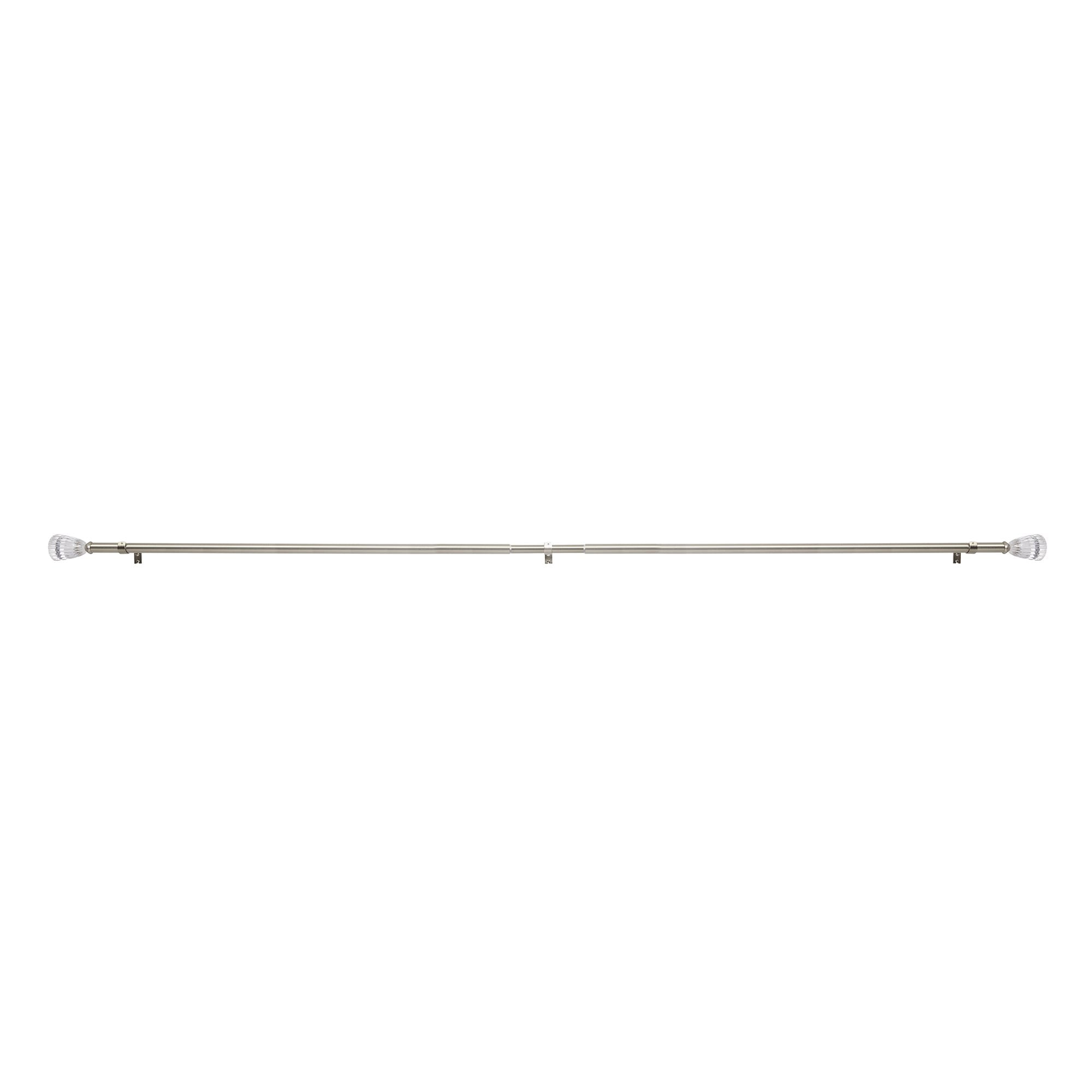 Better Homes & Gardens Clear Fluted 1" Single Curtain Rod, 42"-120",  Nickel
