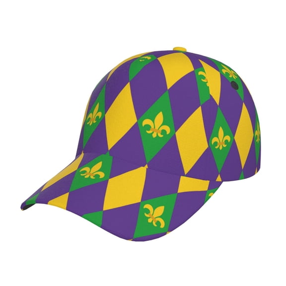 Rateoe Mardi Gras Pattern Men’s Baseball Cap – Adjustable Curved Brim Hat, Soft Cotton Sports Cap for Outdoor, Casual, and Everyday Wear, Comfortable & Breathable