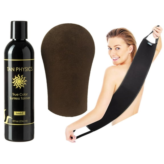 Tan Physics True Color Tanner 8 oz w/ FREE Tanning Mitt and Back Applicator by Sans-Sun