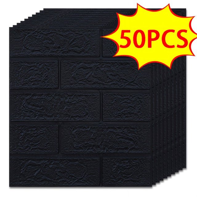 20/30/40//50pcs 3D Wall Tile Sticker, Foam Brick Self-Adhesive Anti-Collision Sticker,