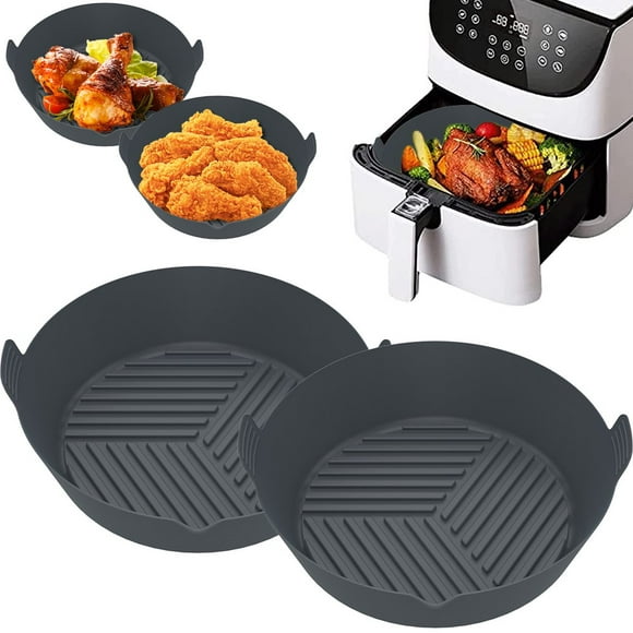 CNKOO 2Pcs Air Fryer Silicone Pot with Handle Reusable Air Fryer Liner Heat Resistant Air Fryer Silicone Basket 7.87inch  Baking Pan Air Fryer Accessories Liners Replacement for Air Fryer