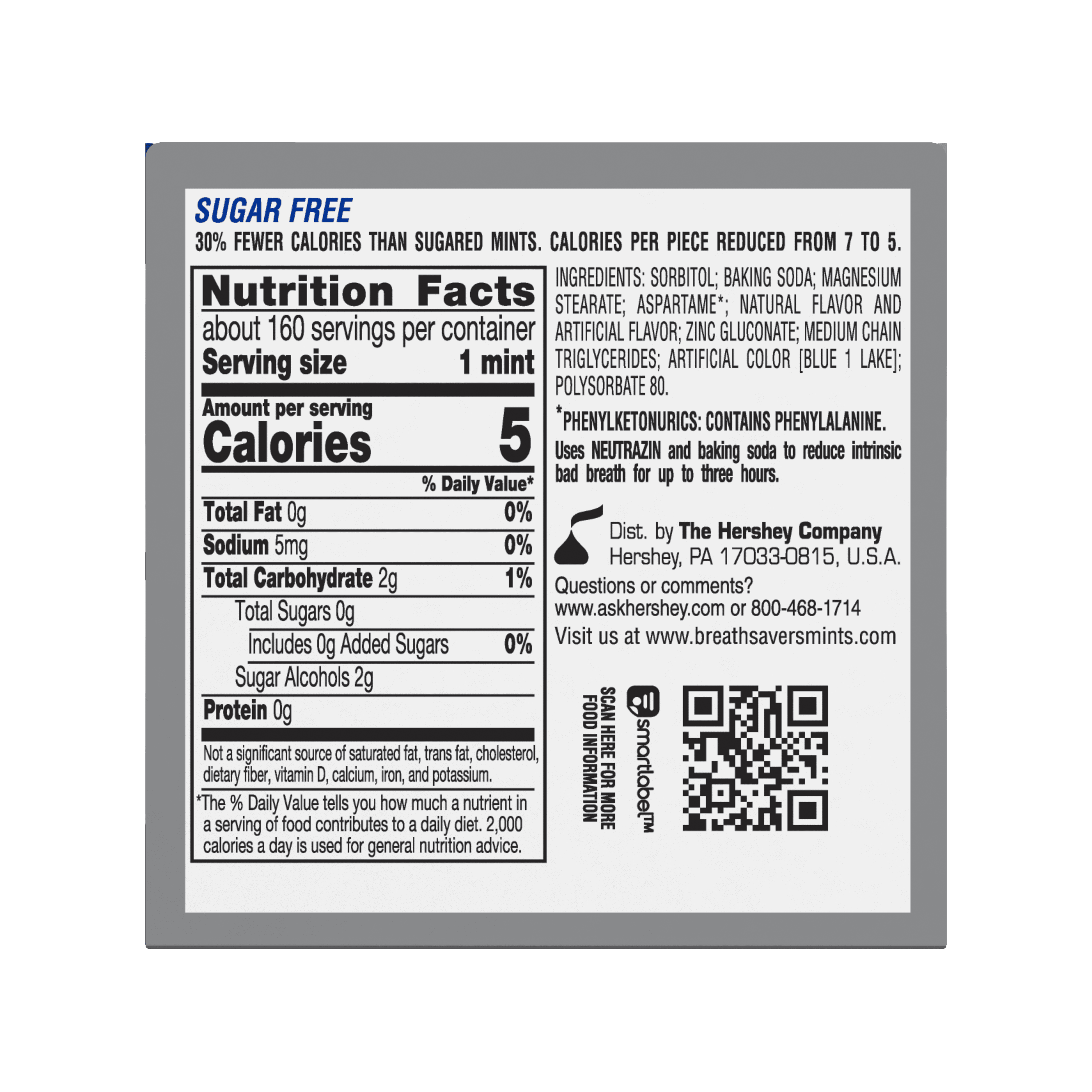 Breath Savers Sugar Free Peppermint Mints - 8 Tins (1.27 Oz Each), 3-Hour Fresh Breath