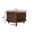 thumbnail image 3 of Table Basse Ronde de 30,7 Pouces avec Rangement, Table Basse Moderne avec Porte Coulissante Incurvée à 360°, Table Basse en Bois Cannelé avec Patins, Table Centrale Ronde pour Salon, 3 of 10