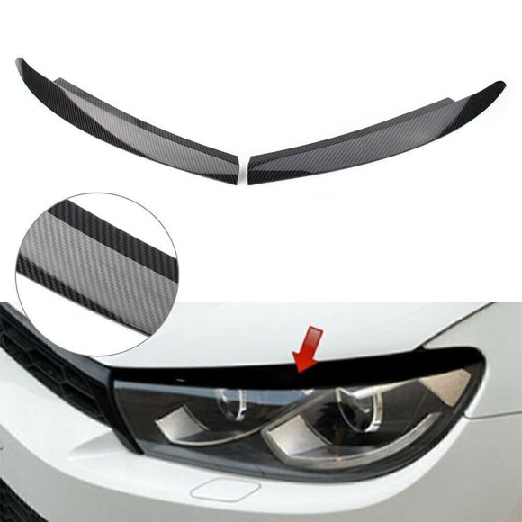 Fit for VW Scirocco 2009-2017 Car Headlight Eyebrow Eyelid Cover Trim Carbon Pattern