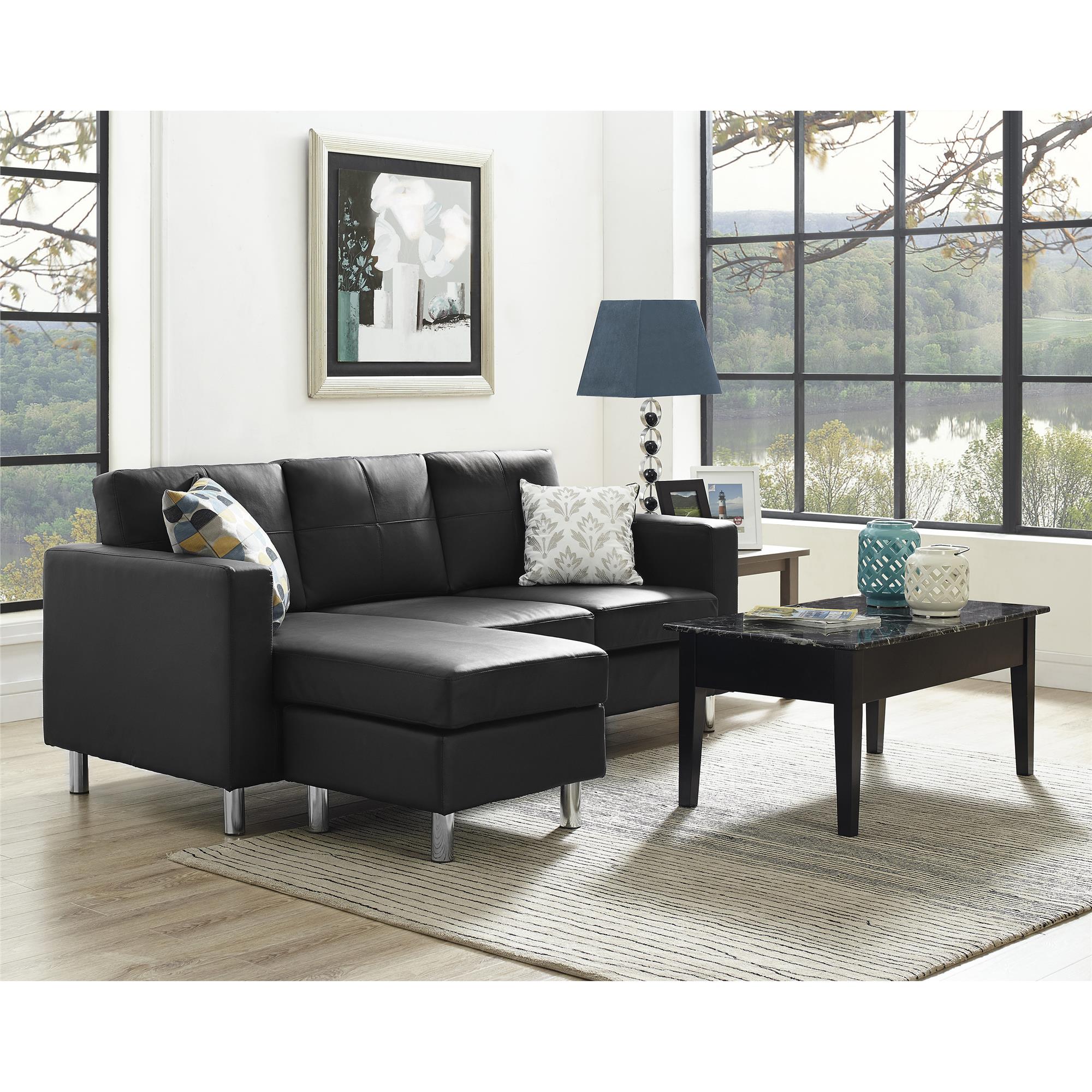 DHP Small Spaces Configurable Sectional Sofa, Multiple Colors - Black - image 1 of 6