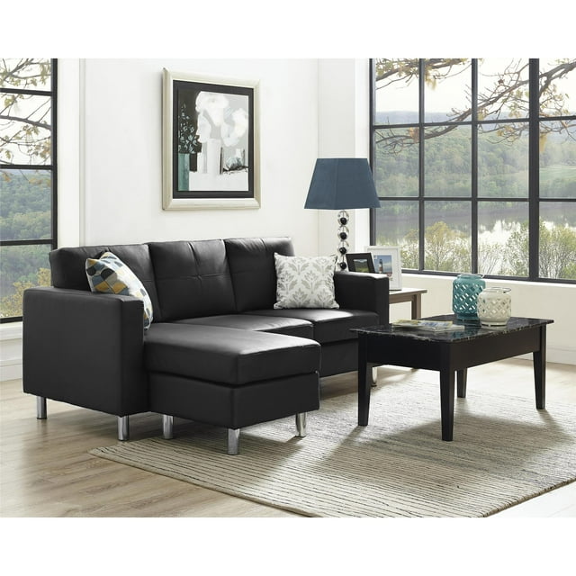 DHP Small Spaces Configurable Sectional Sofa, Multiple Colors - Black