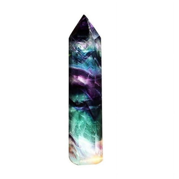 HSTUO Natural Raw Stone Six-sided Crystal Column Colorful Fluorite Column Ornaments Green Fluorite Purple Fluorite S3K2