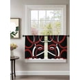 thumbnail image 2 of Sheer Curtains 45 Inch Length 2 Panels Set for Kitchen, Red Geometric Semi Sheer Curtains for Windows, Vintage Abstract Stripes Aesthetic Art Voile Window Treatments Rod Pocket Curtain, 2 of 7