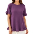 thumbnail image 2 of Bixock Plus Size Maternity Tops Short Sleeve Crew Neck Loose Pregnant Top Casual Maternity Shirt Summer Maternity Clothes, 2 of 5