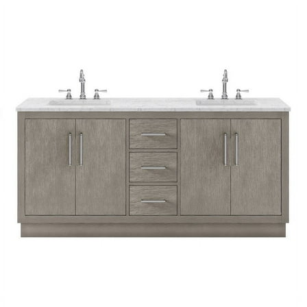 Water Creation Hugo 72" Wood Double Bathroom Vanity in Gray Oak/Chrome