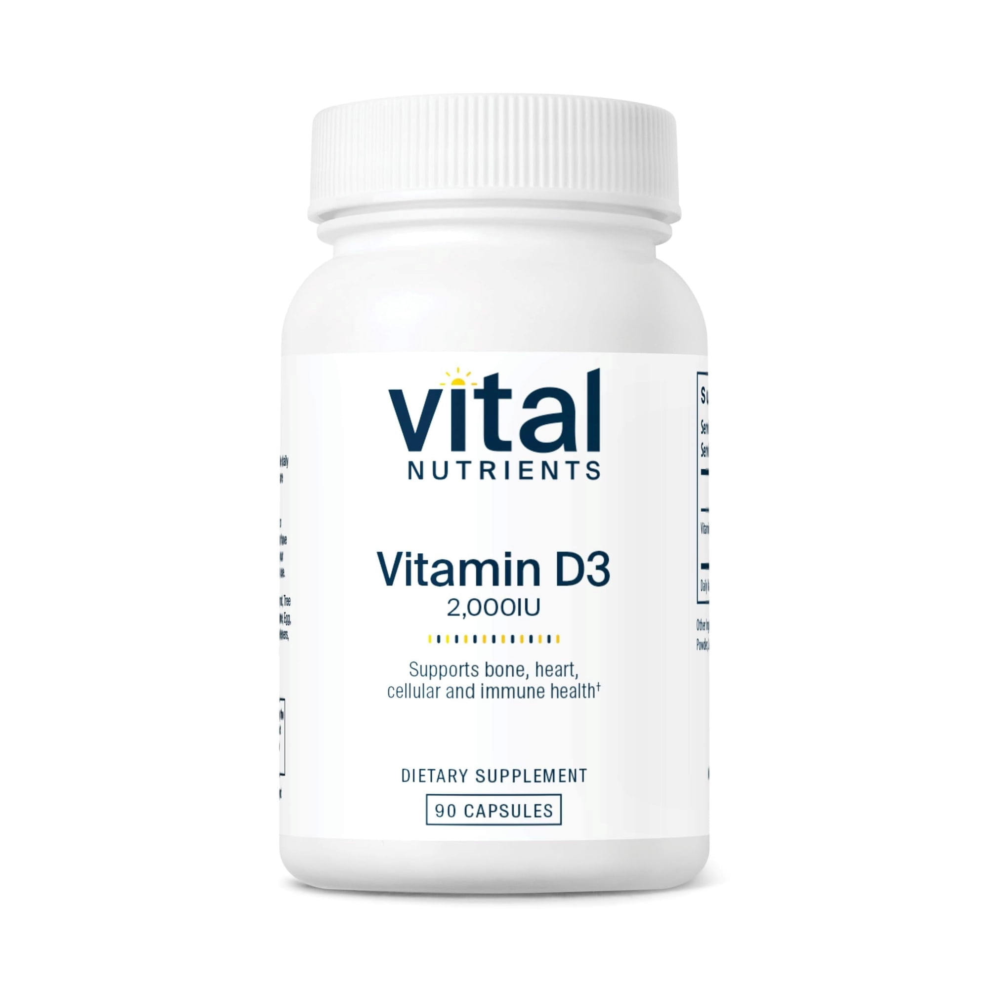 Vital Nutrients Vitamin D 2000 IU | Vitamin D3 Supplement | Healthy Bones, Teeth, Muscles| Cellular & Immune Function | Calcium Absorption | Gluten, Dairy and Soy Free | 90 Capsules